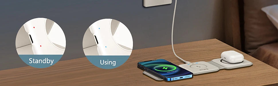 3 in 1  Foldable Wireless Charger for Multiple Apple Devices Charging,for iPhone 15/14/13/12/11,AirPods 3/2/Pro,iWatch