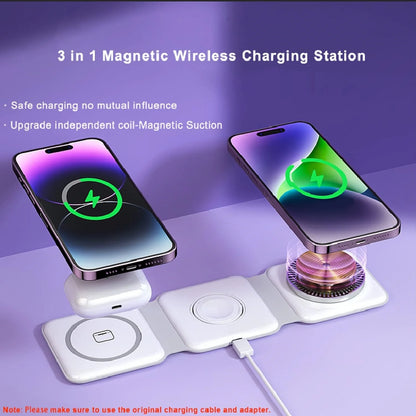 3 in 1  Foldable Wireless Charger for Multiple Apple Devices Charging,for iPhone 15/14/13/12/11,AirPods 3/2/Pro,iWatch