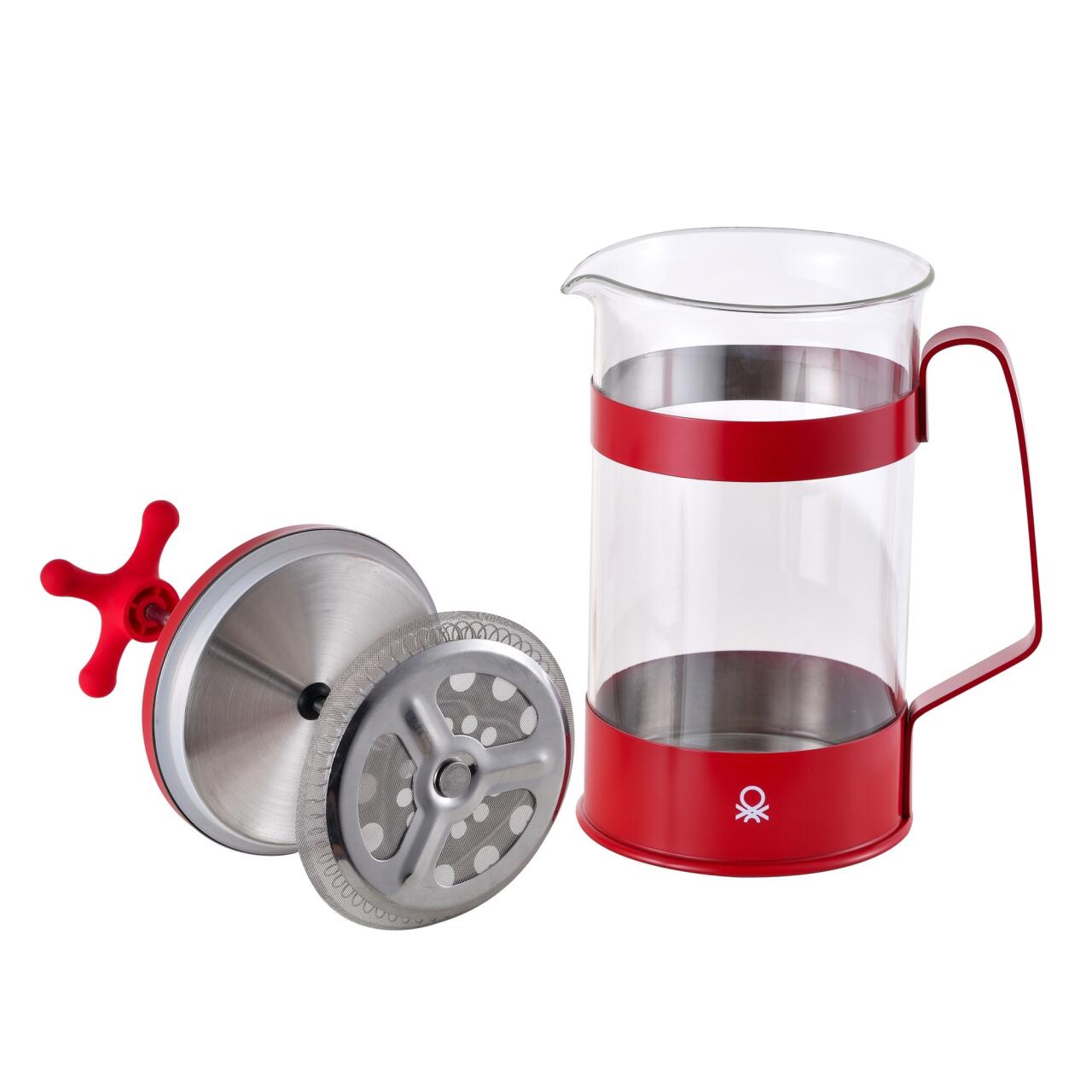 Cafetera de Émbolo 600ml para 6 Tazas - Colección Rainbow Benetton Verde o Rojo