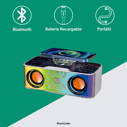 Altavoz RGB con bluetooth y carga inalámbrica